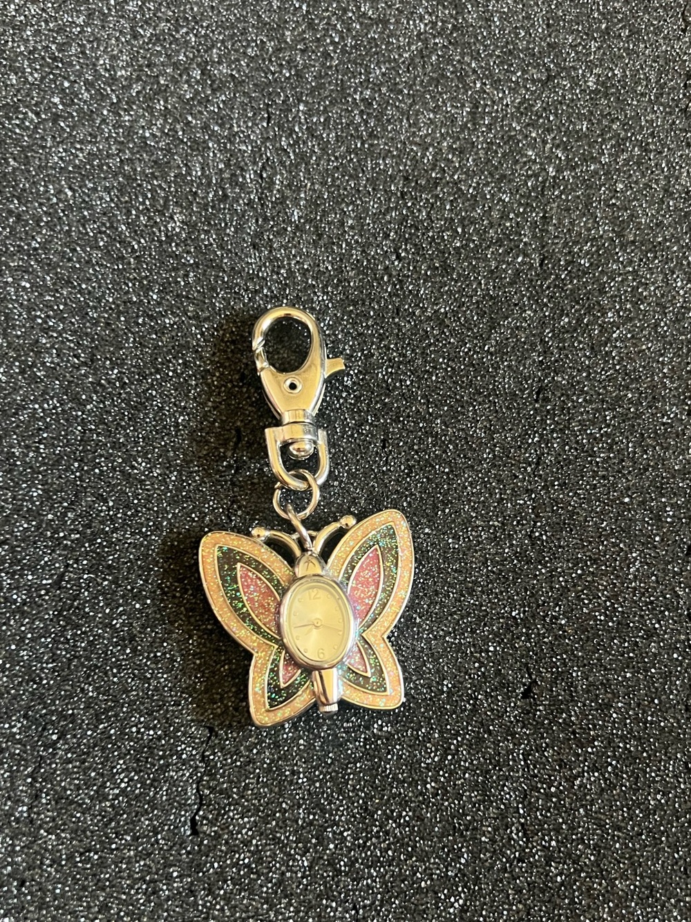Silver tone Clip On Butterfly Watch Charm